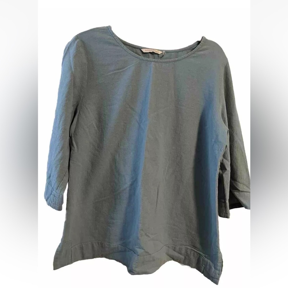Soft Surroundings Womens Tunic Top Size XL Sea Foam Green 3/4 Sleeve 100% Cotton